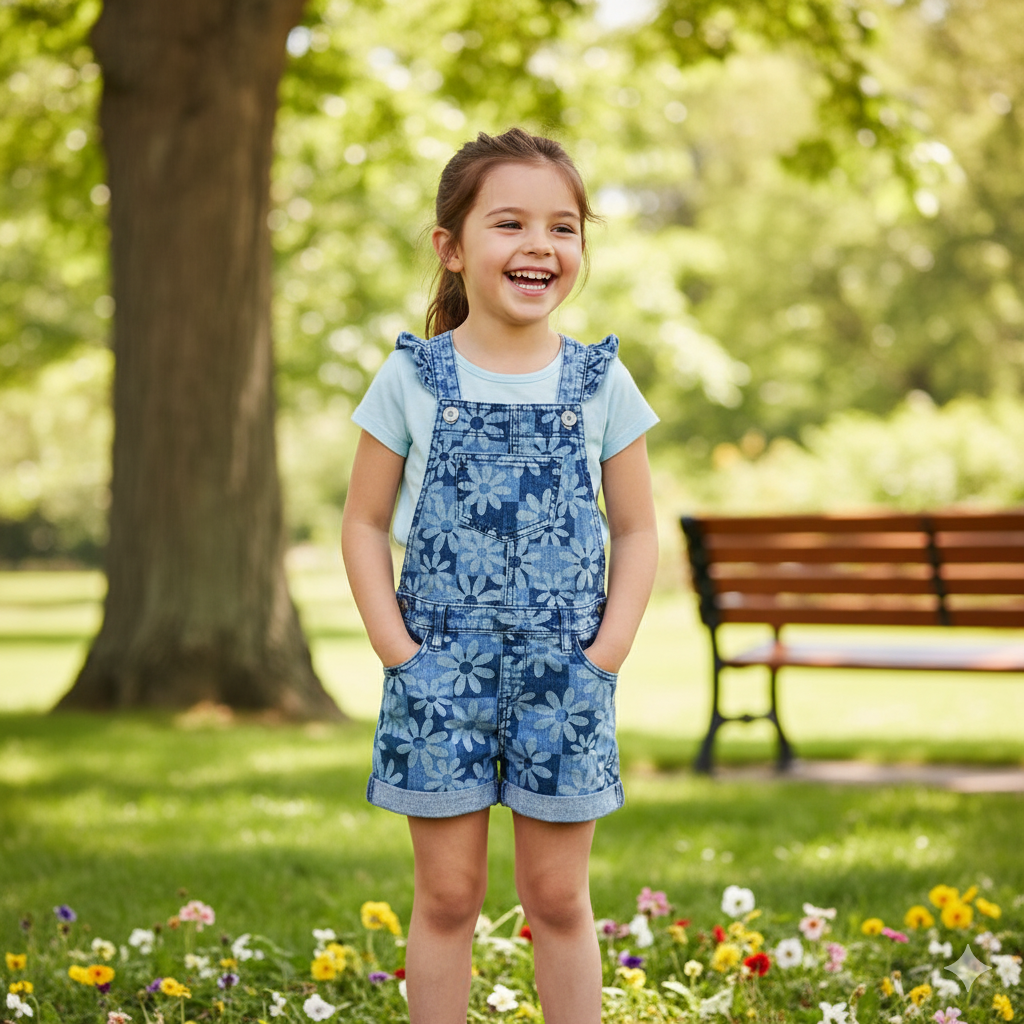 Milkshake Girls Flower Overalls