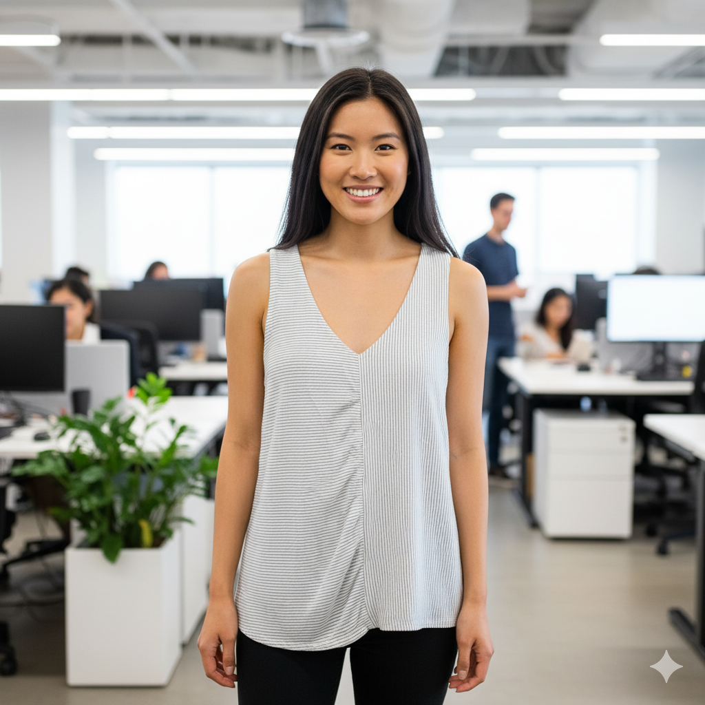 Little Lies White & Grey Striped Tank Top
