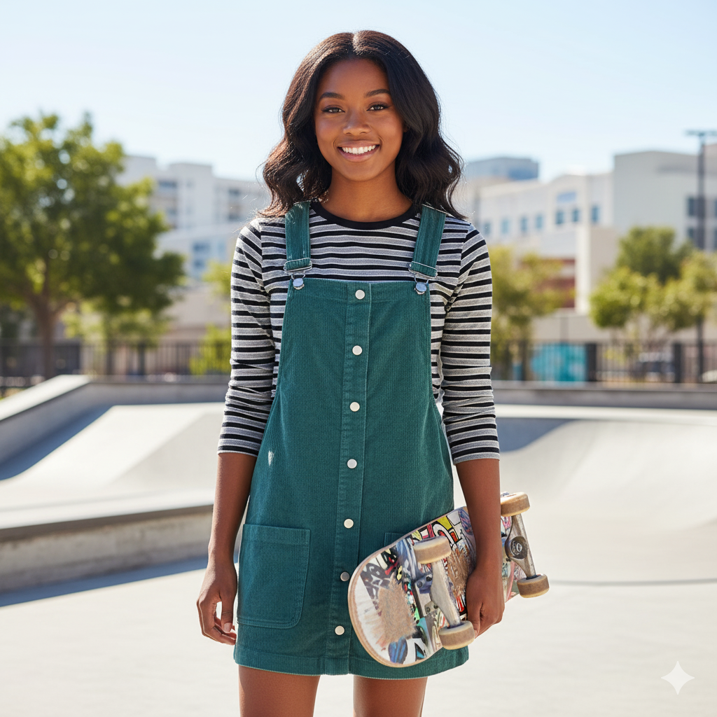 Paper Heart Dark Green Overalls Dress