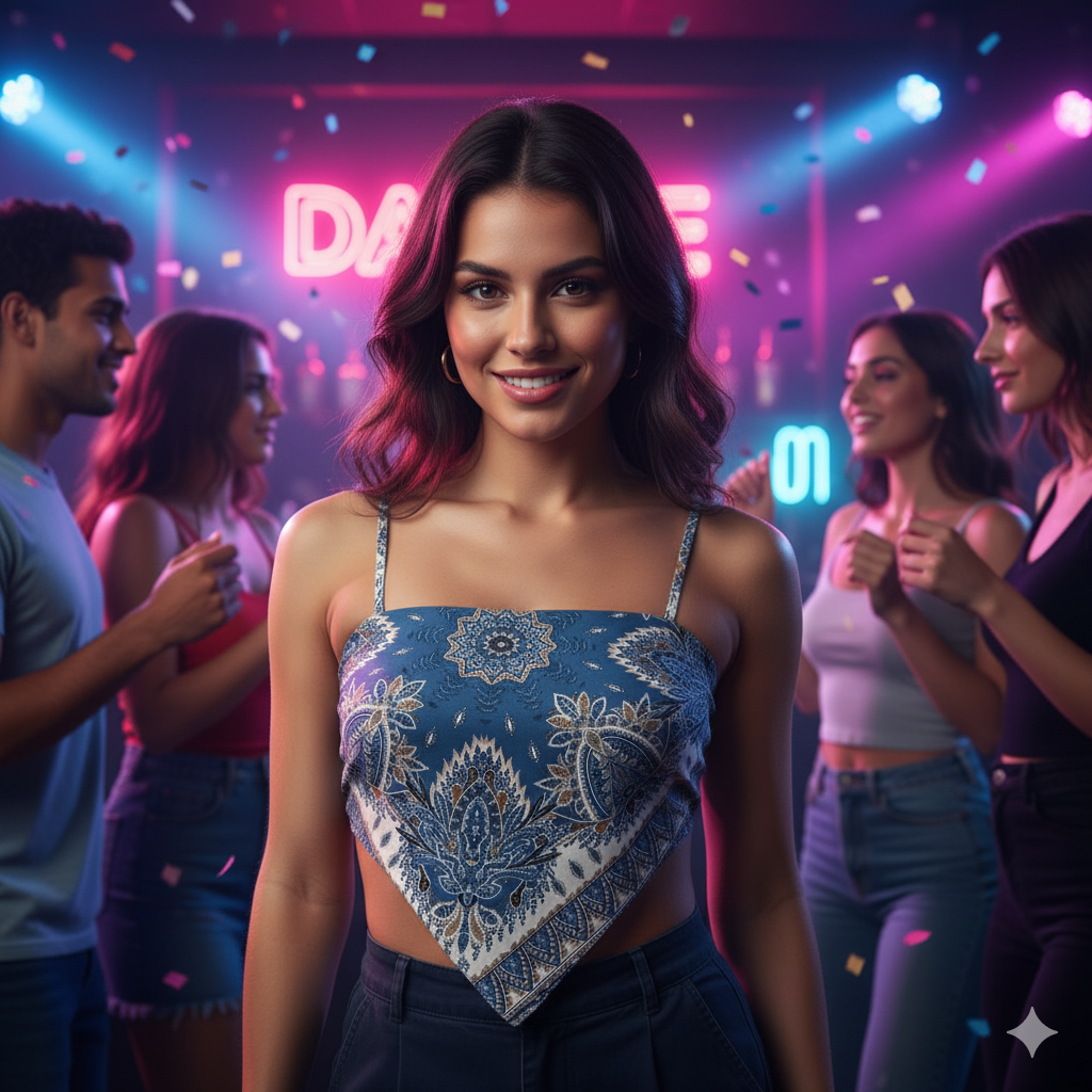 Rumour Teal Paisley Satin Tie Back Top