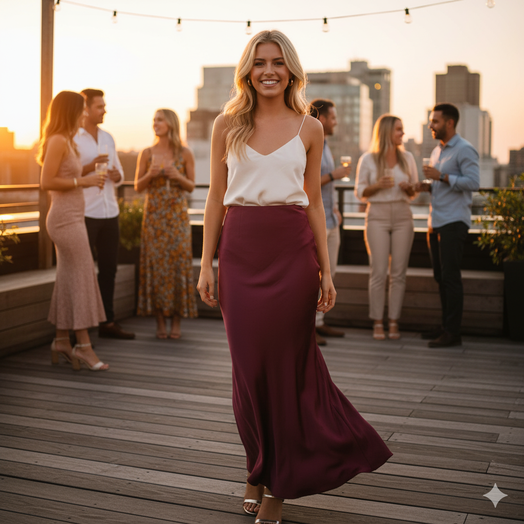 Princess Polly Maroon Full Length Skirt