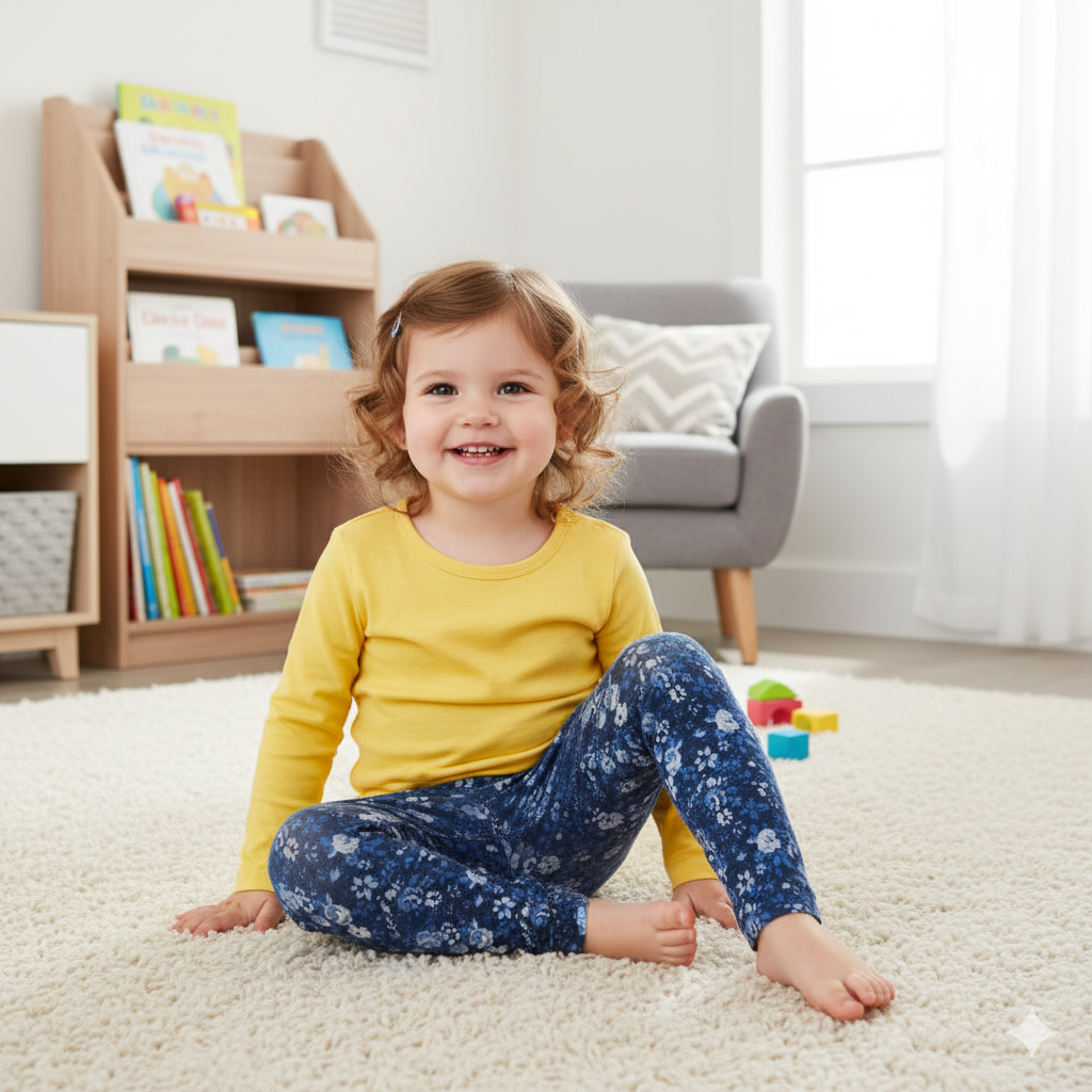 Ralph Lauren Girls Blue Flower Leggings