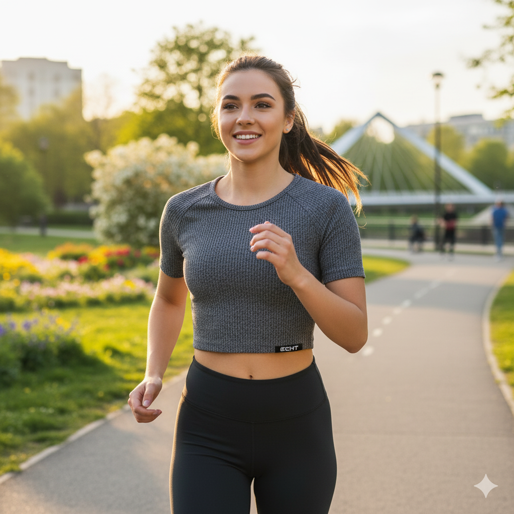 Echt Charcoal Marle Active Crop Top (NEW)