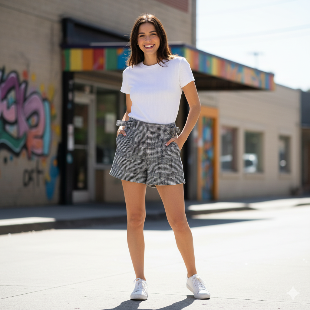 BDG Checkered Black & White Shorts