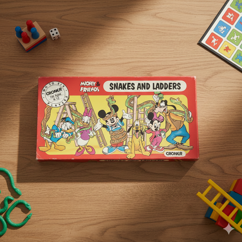 Vintage Mickey Mouse Snakes & Ladders Board Game