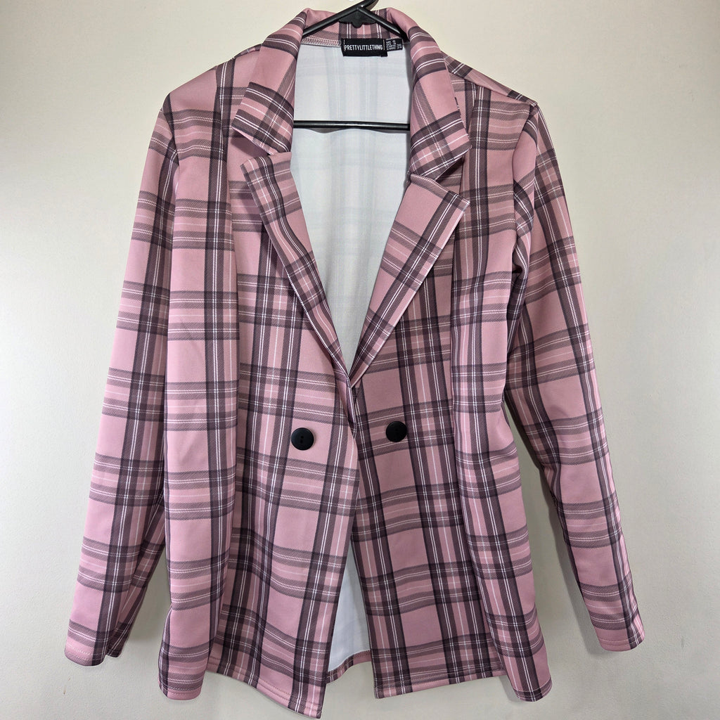 Pretty Little Thing Checkered Pink Blazer