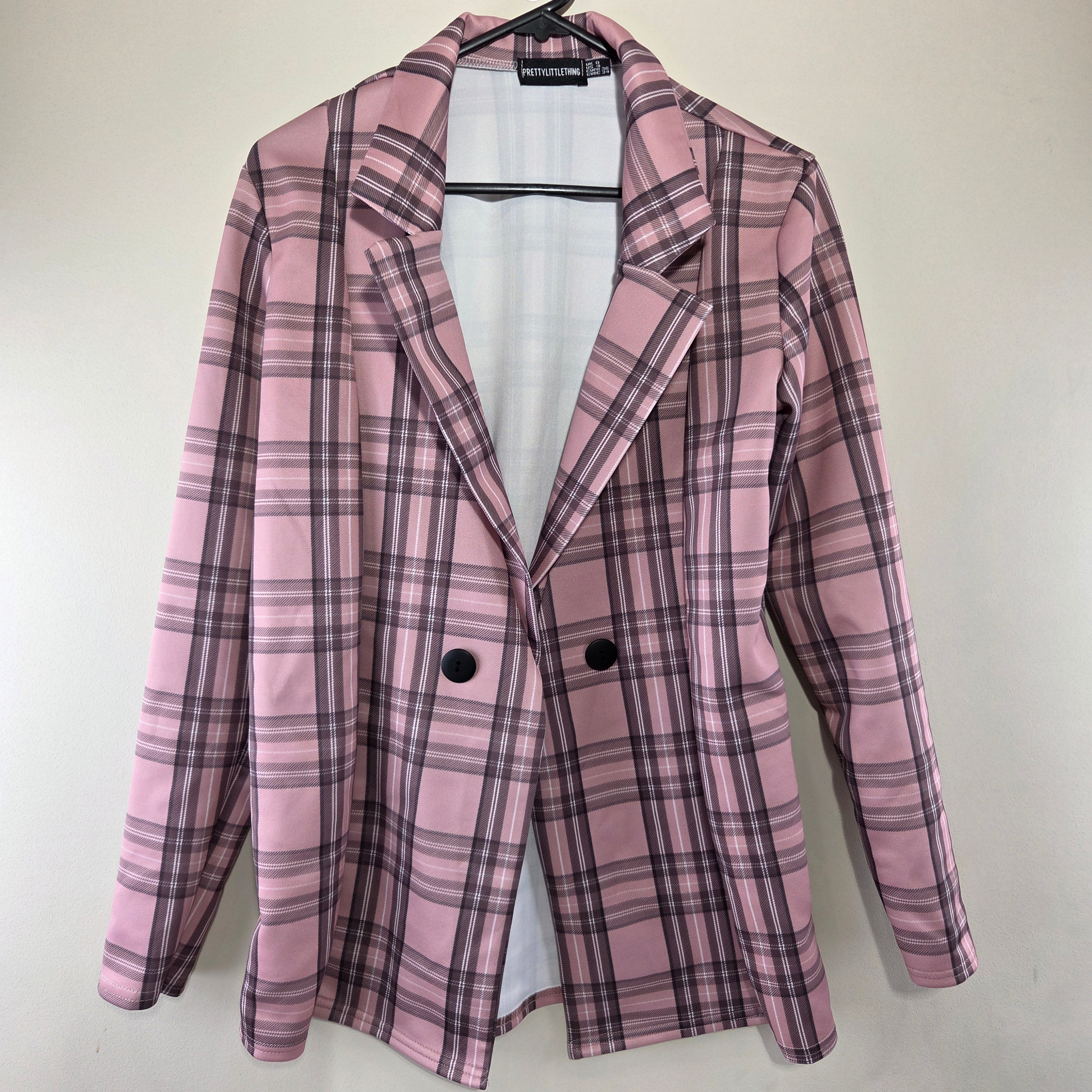 Pretty Little Thing Checkered Pink Blazer