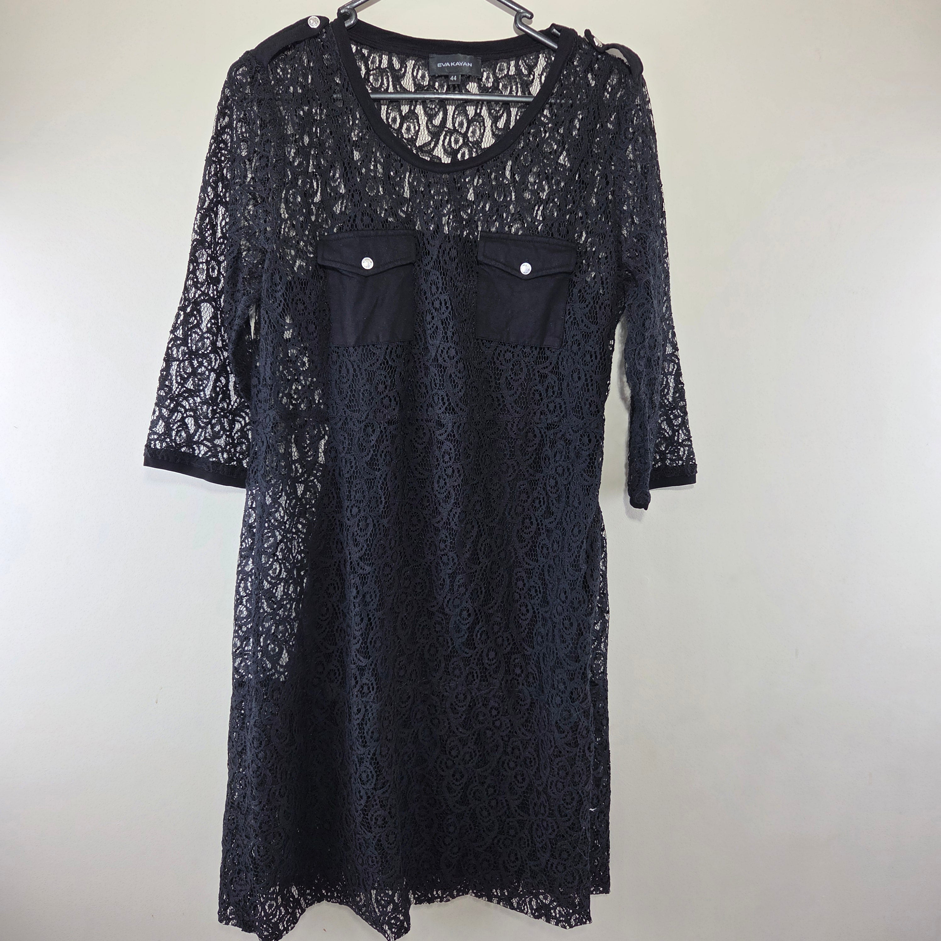 Eva Kayan Black Lace 3/4 Sleeve Dress