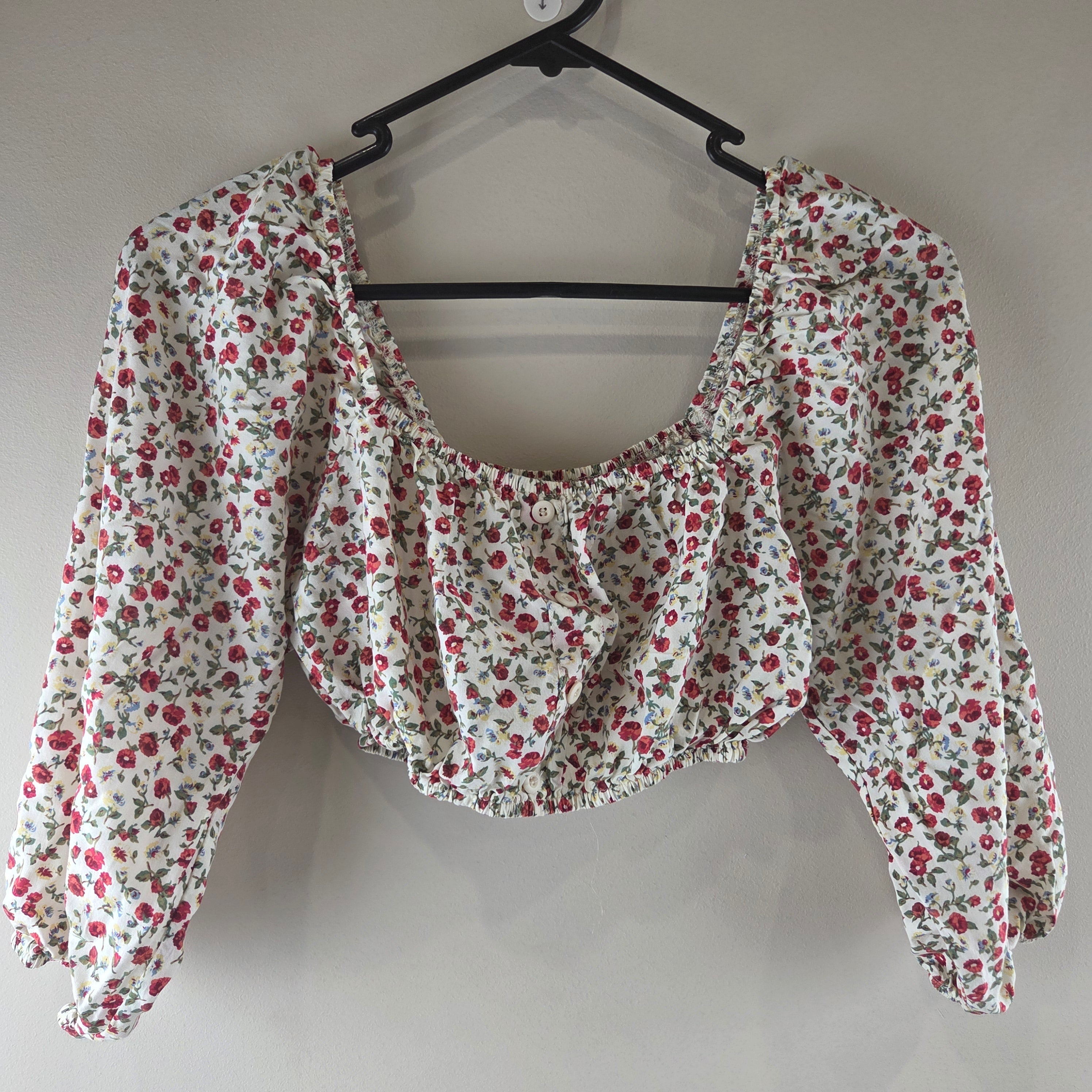 Nunui Red Floral Crop Top