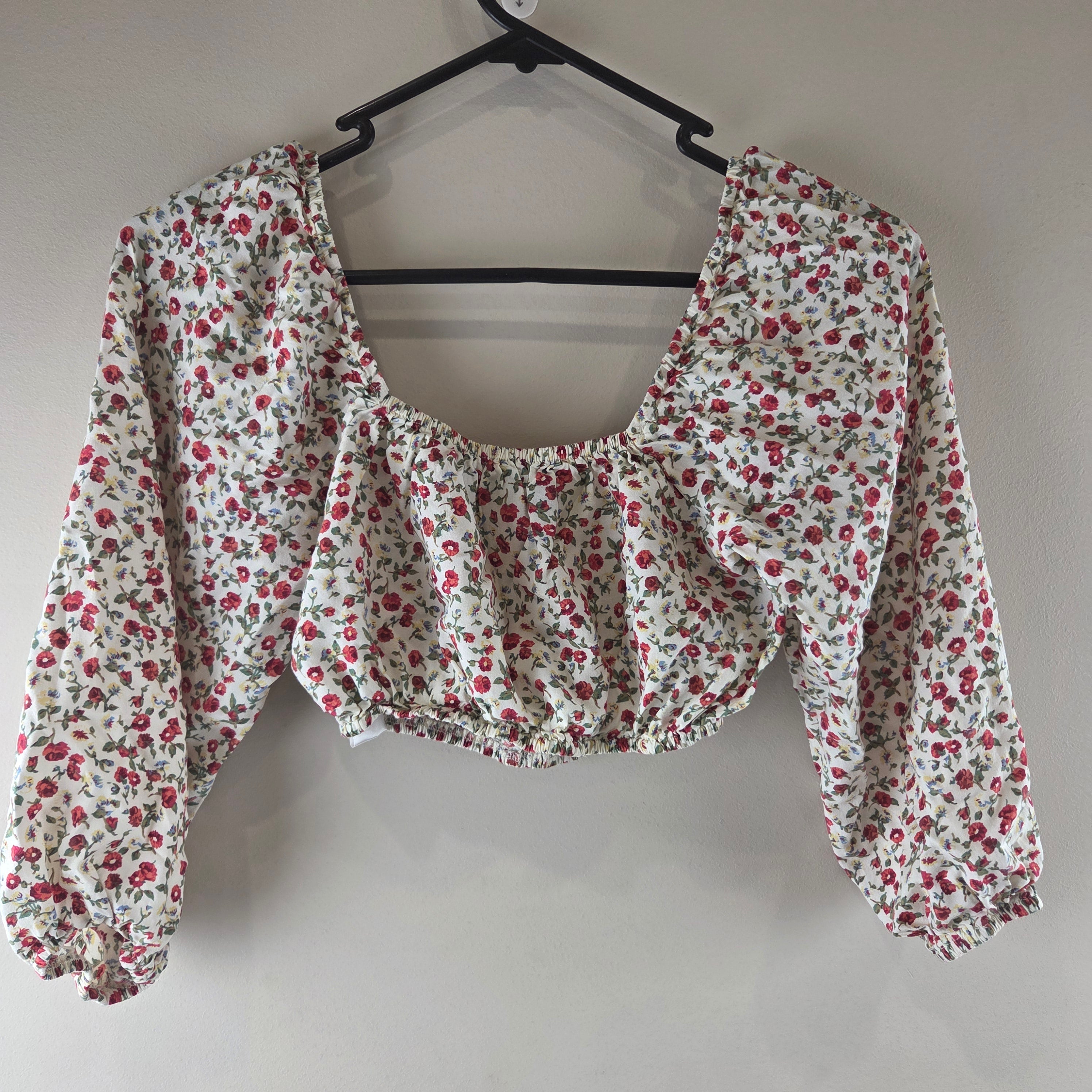 Nunui Red Floral Crop Top