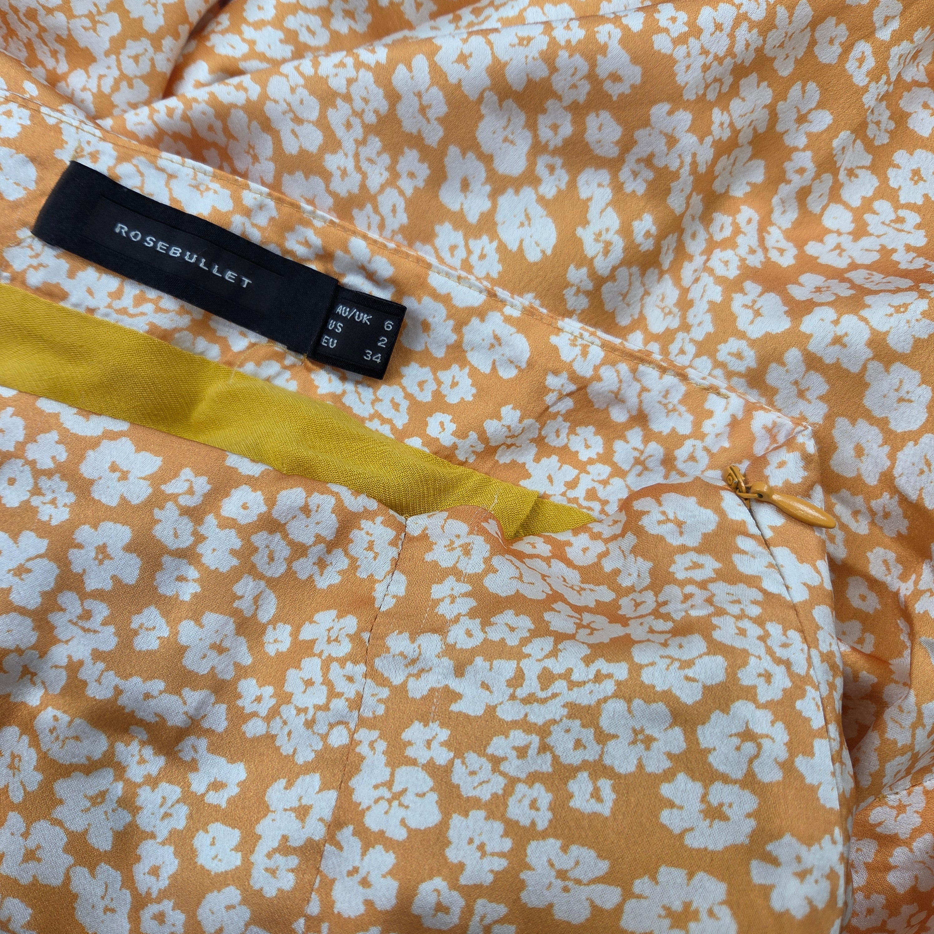 Rosebullet Yellow Flower Mid Length Skirt