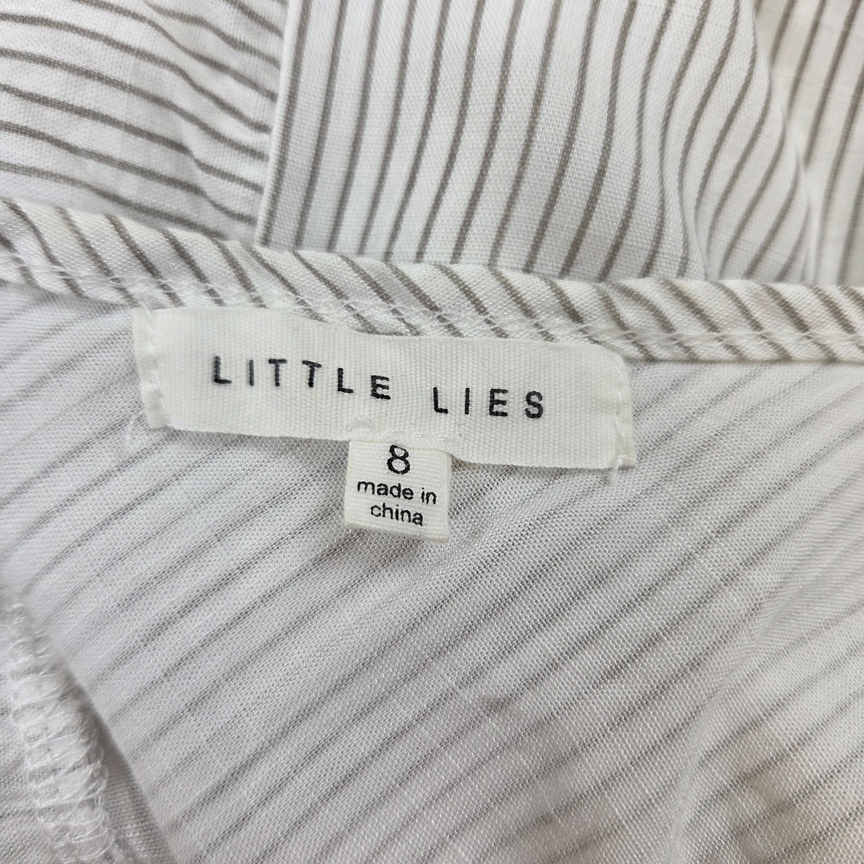 Little Lies White & Grey Striped Tank Top