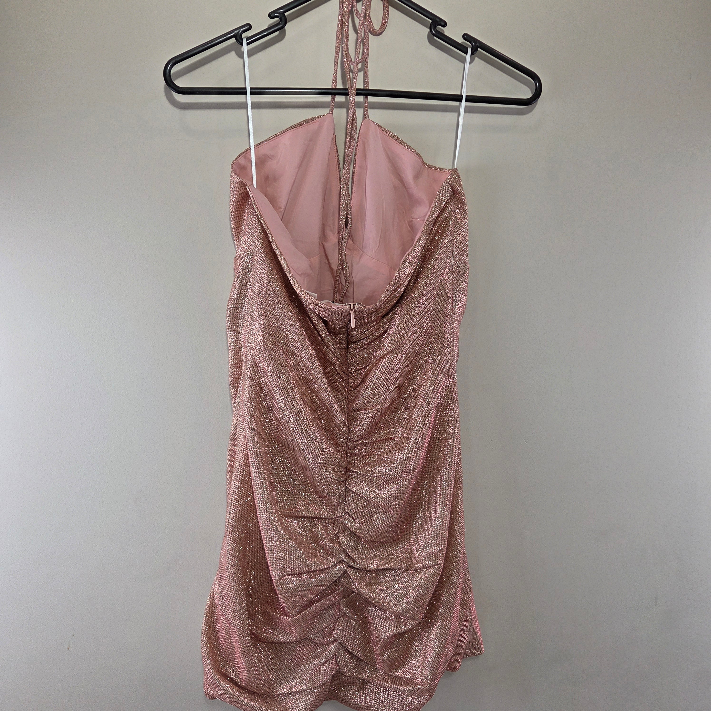 Showpo Rouched Metallic Halter Dress (New)