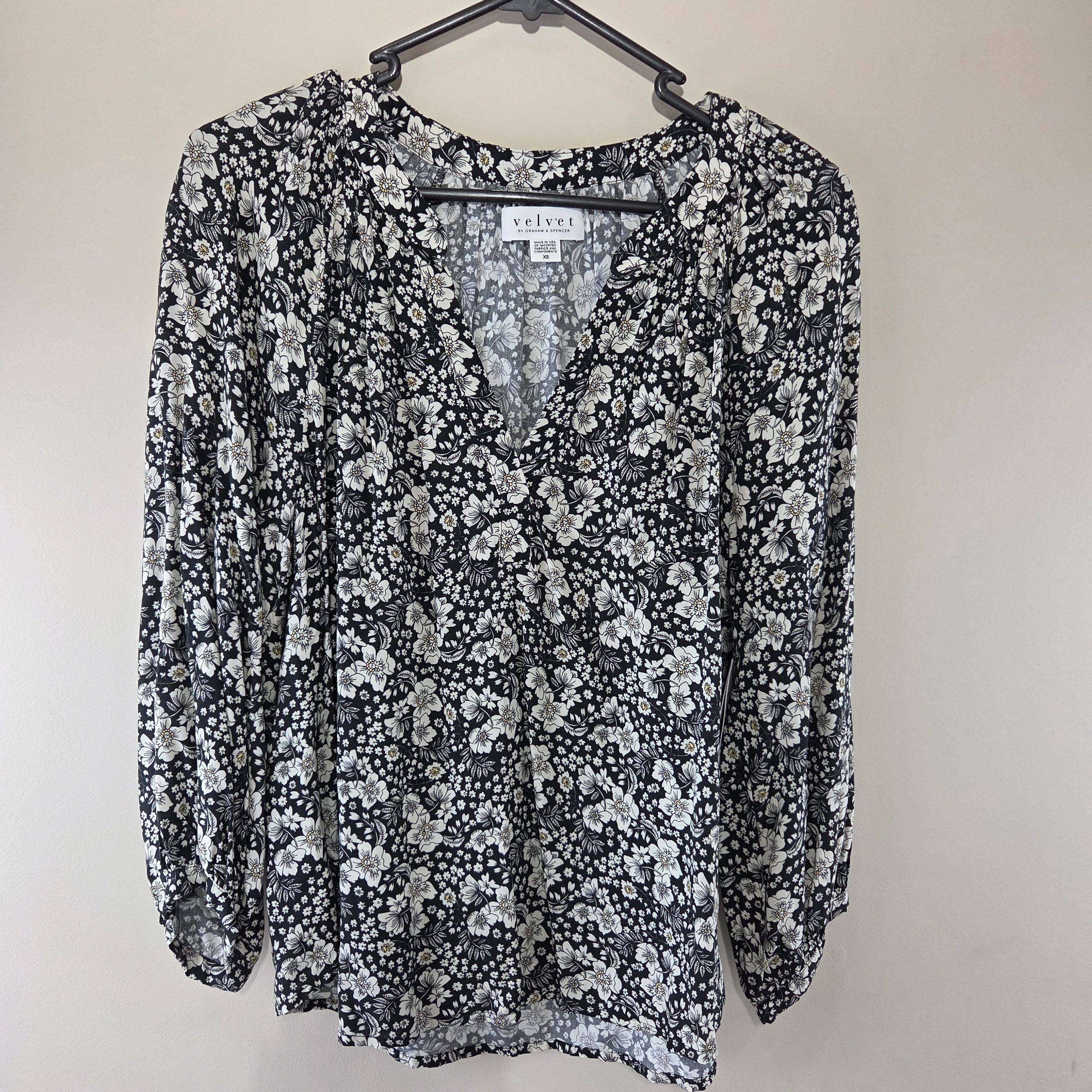 Velvet by Graham & Spencer Black Floral Top