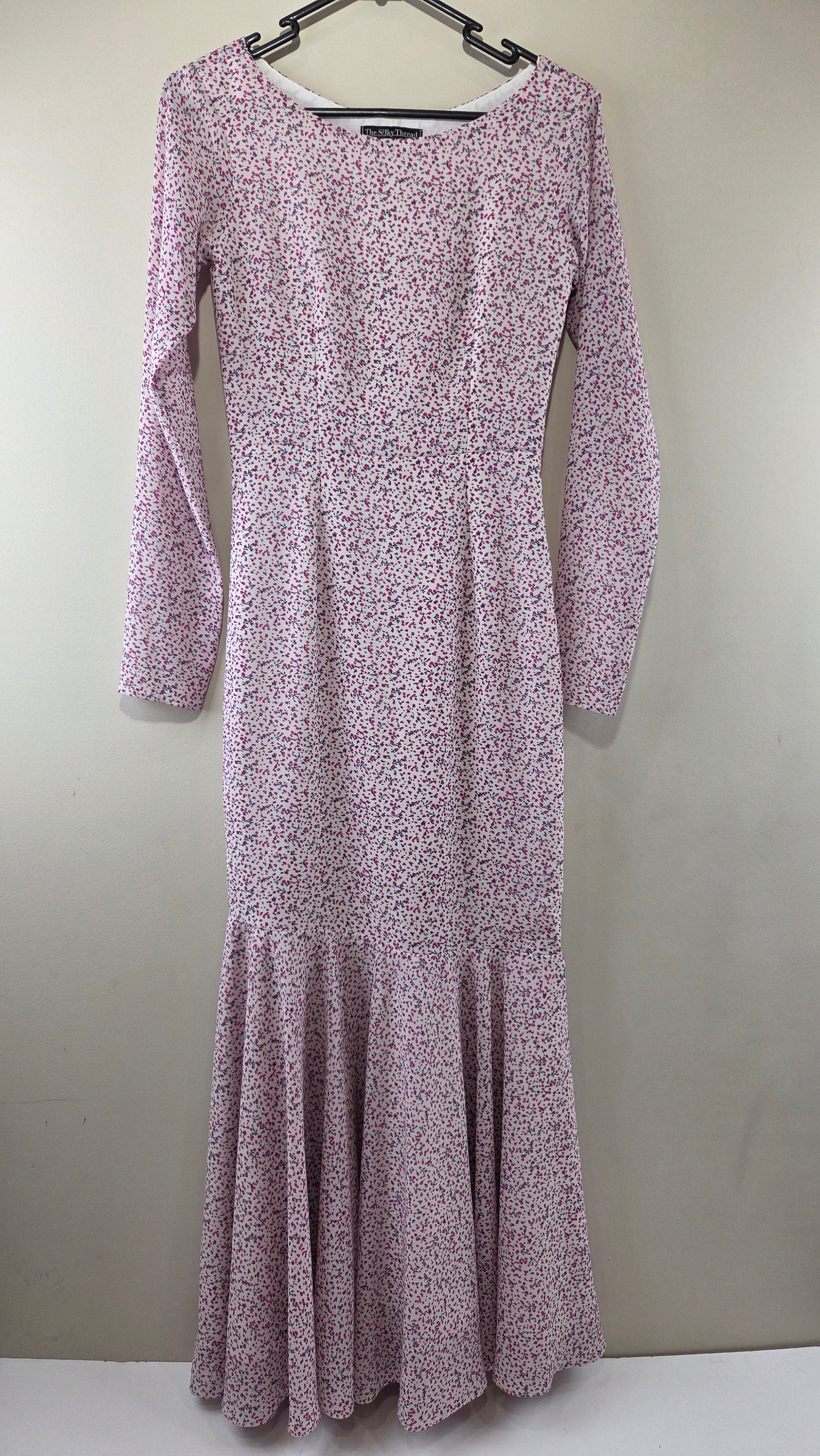 The Silky Thread Pink Floral Long Sleeve Dress
