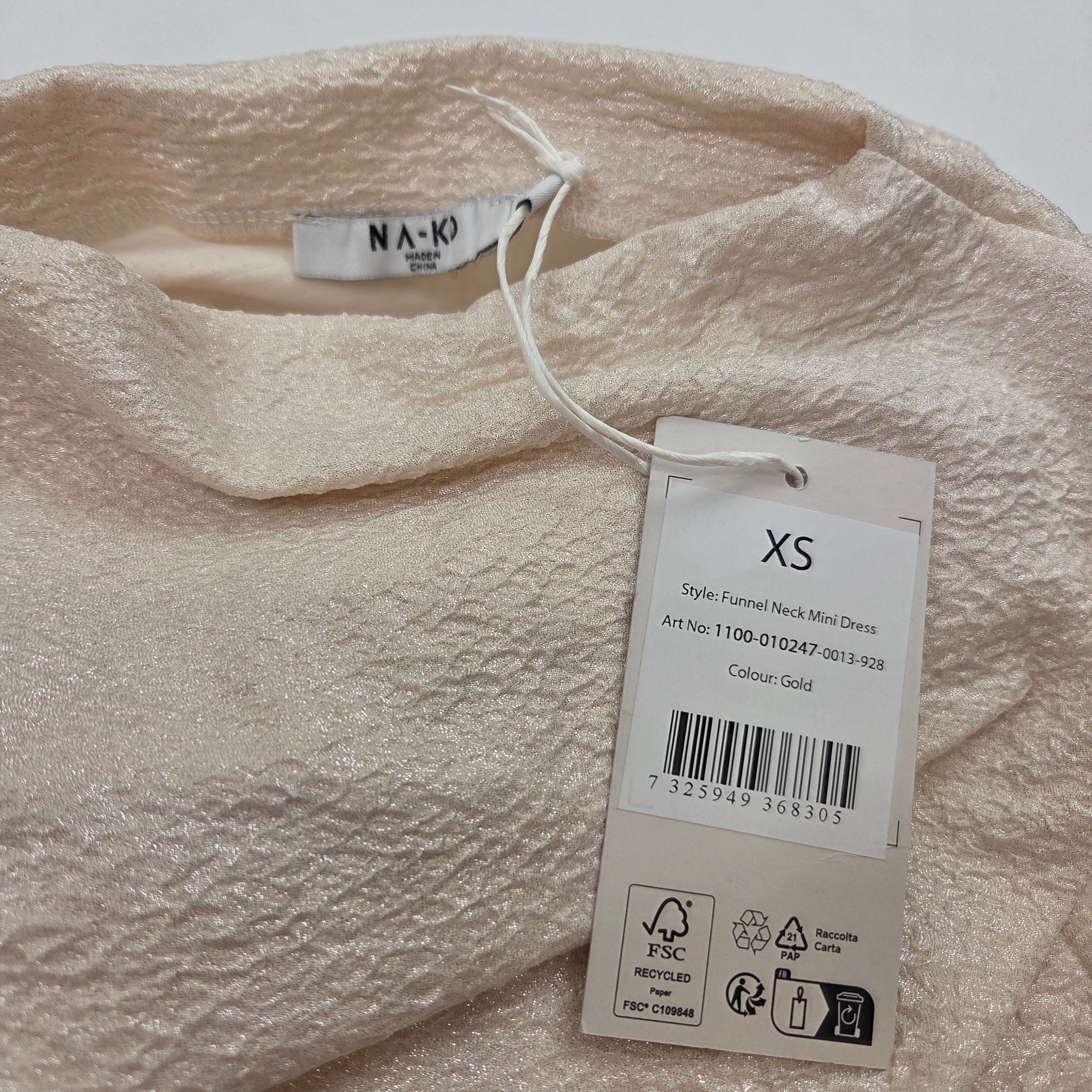 NA-KD Cream Shimmer Dress (New)