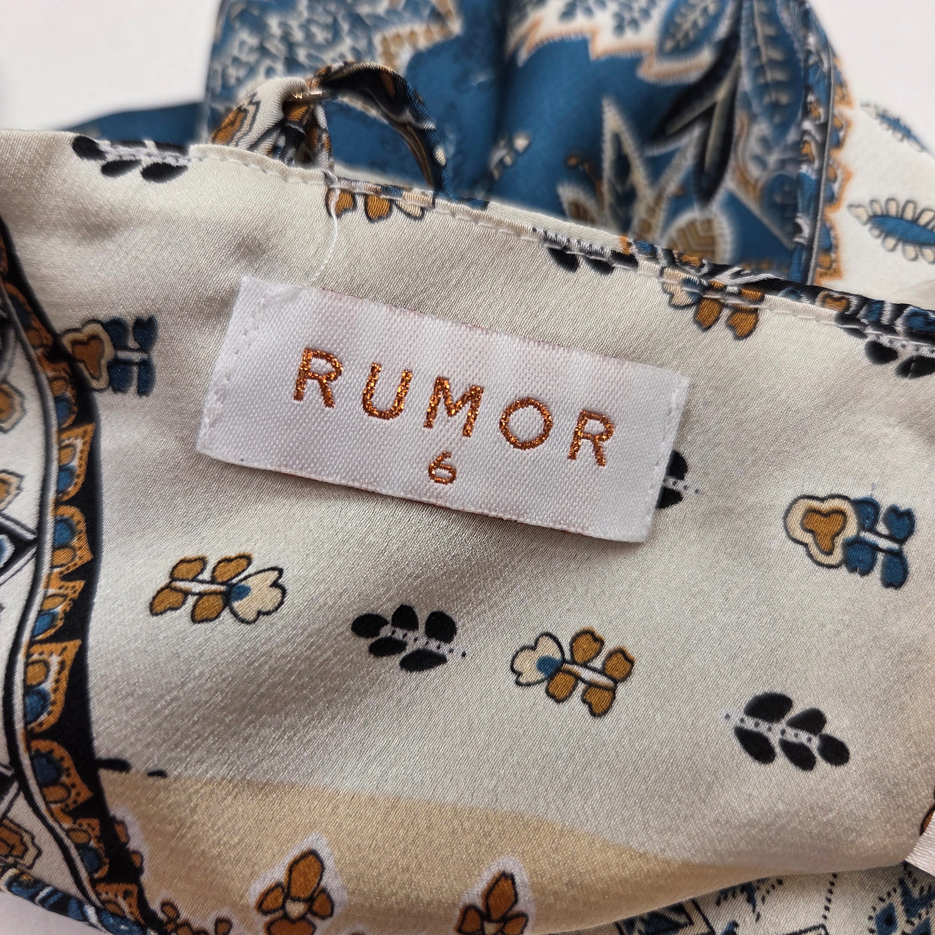 Rumour Teal Paisley Satin Tie Back Top