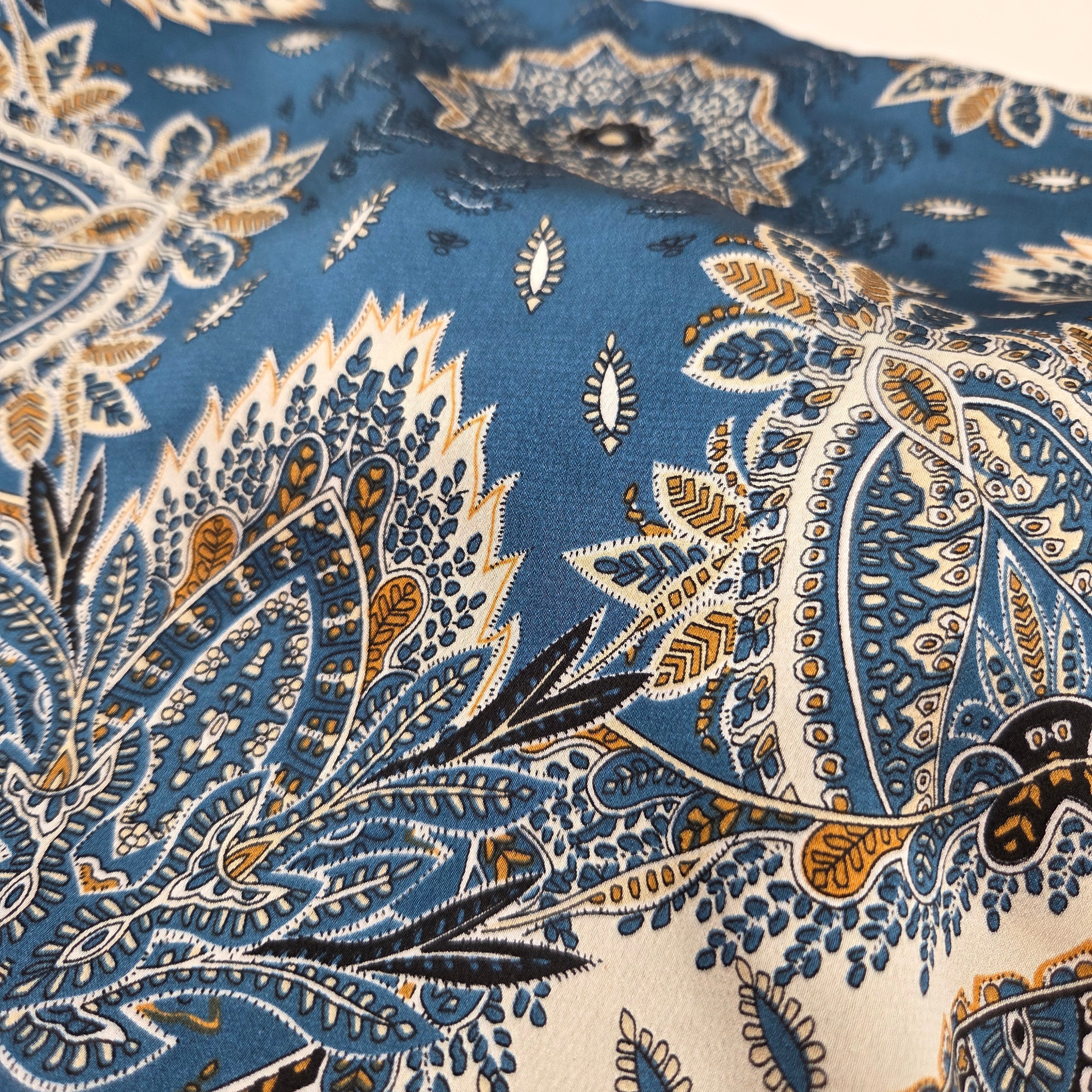 Rumour Teal Paisley Satin Tie Back Top