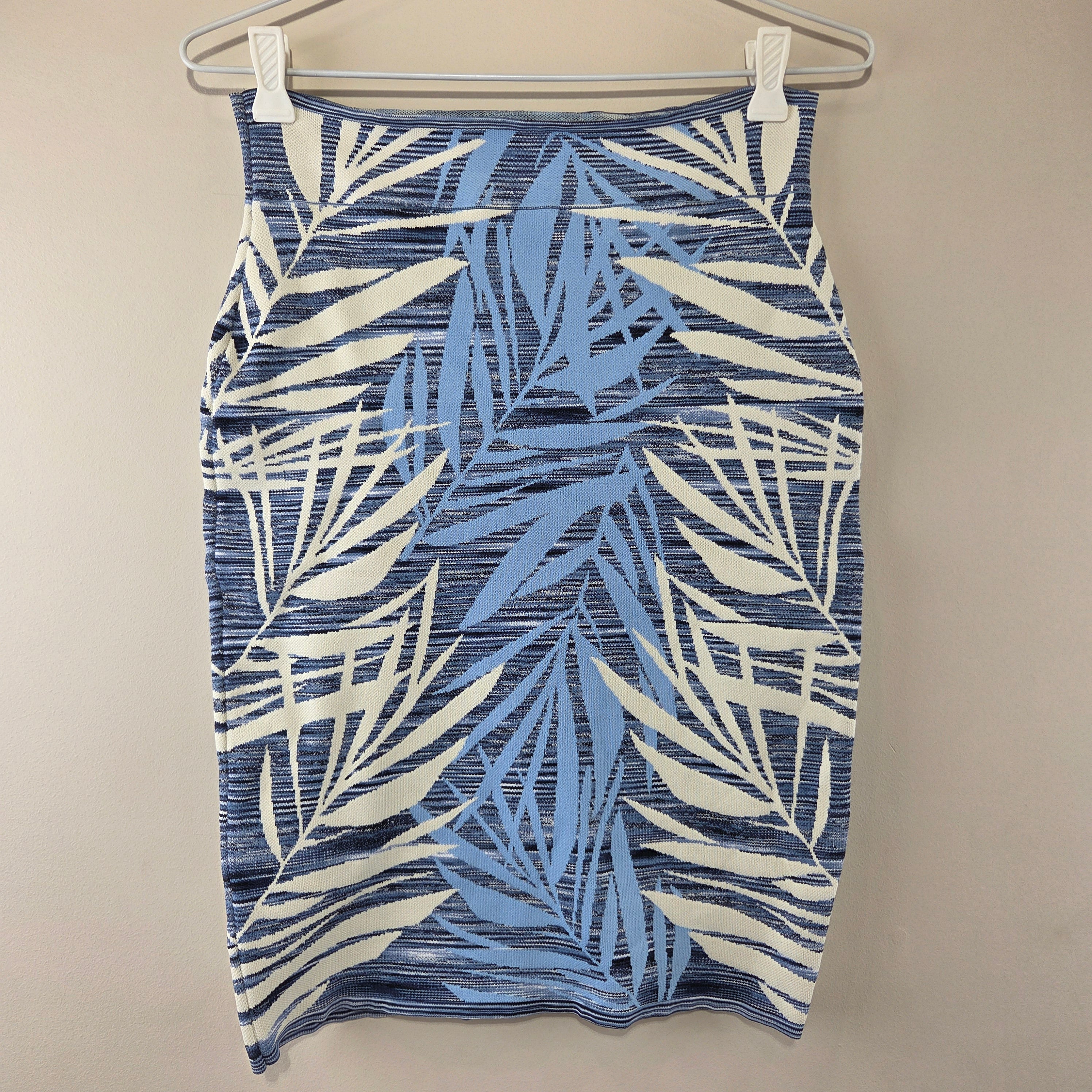 BCBG Maxazria Blue Leaf Pencil Skirt