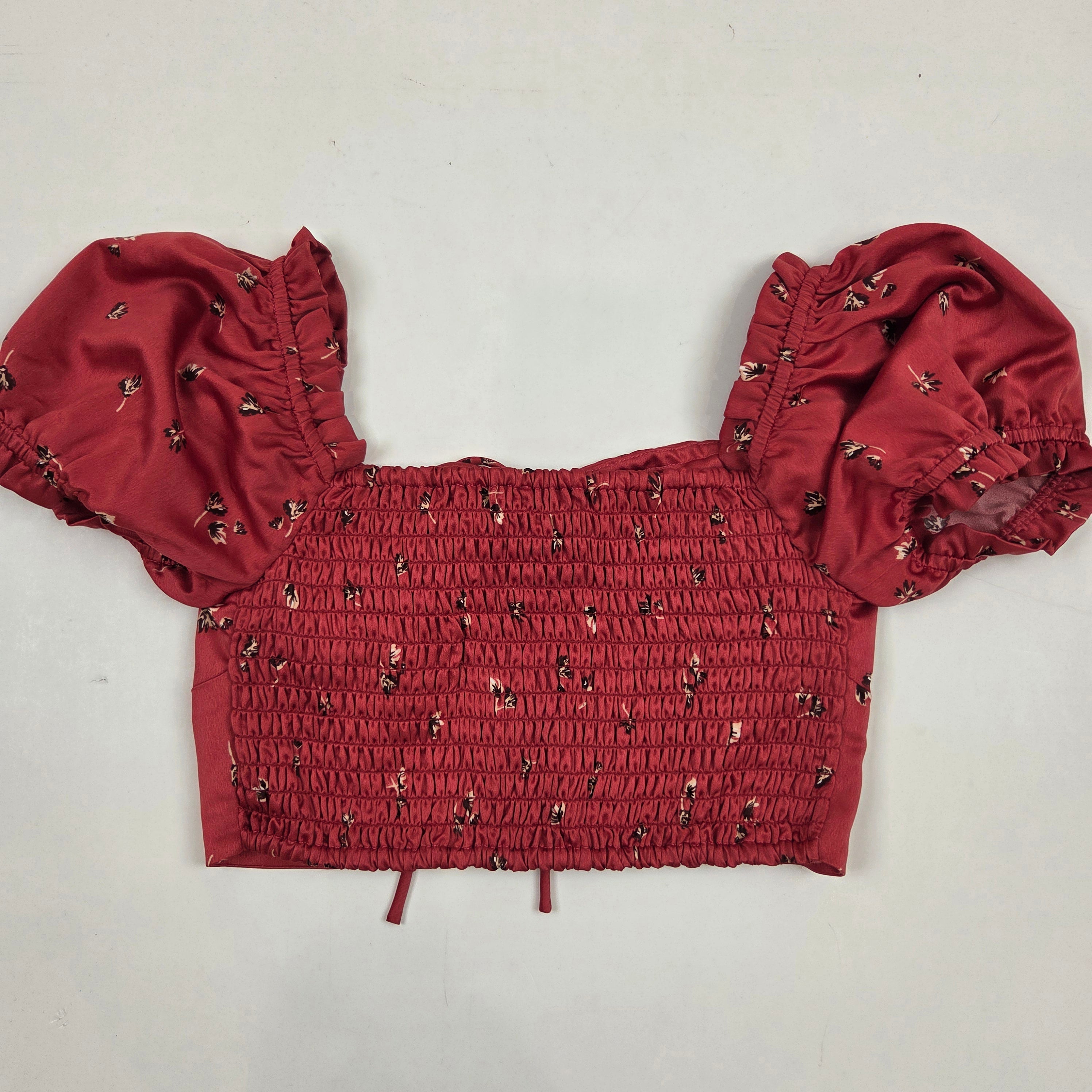 Jorge Red Satin Crop Top