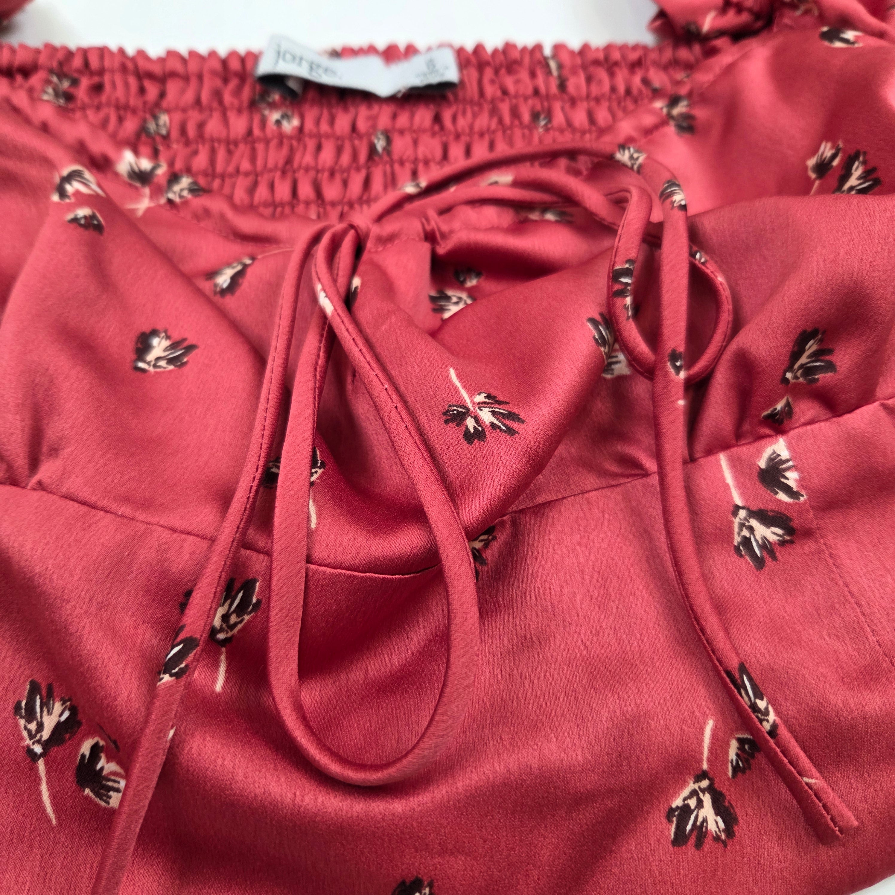 Jorge Red Satin Crop Top