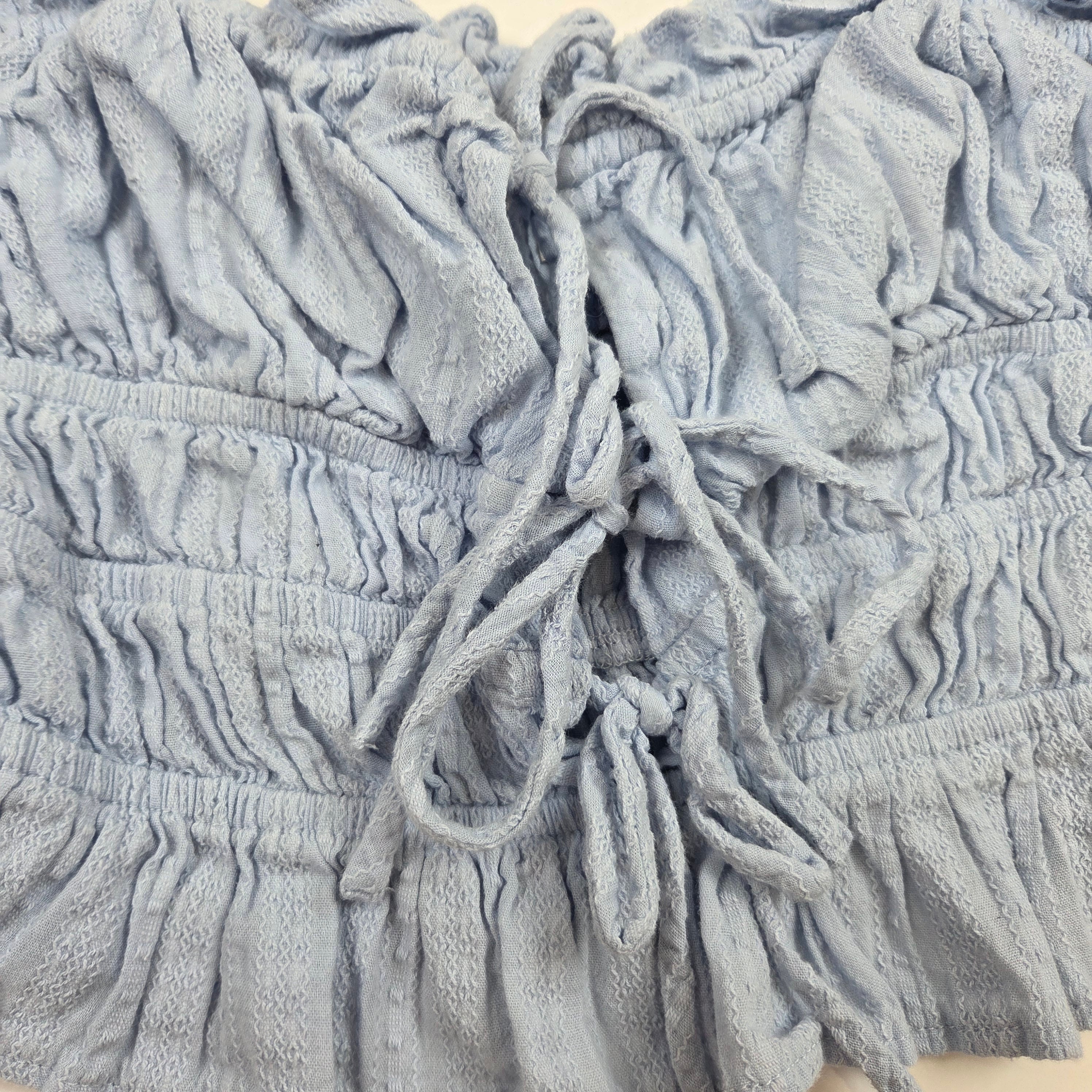 Billy J Baby Blue Crop Front Tie Top