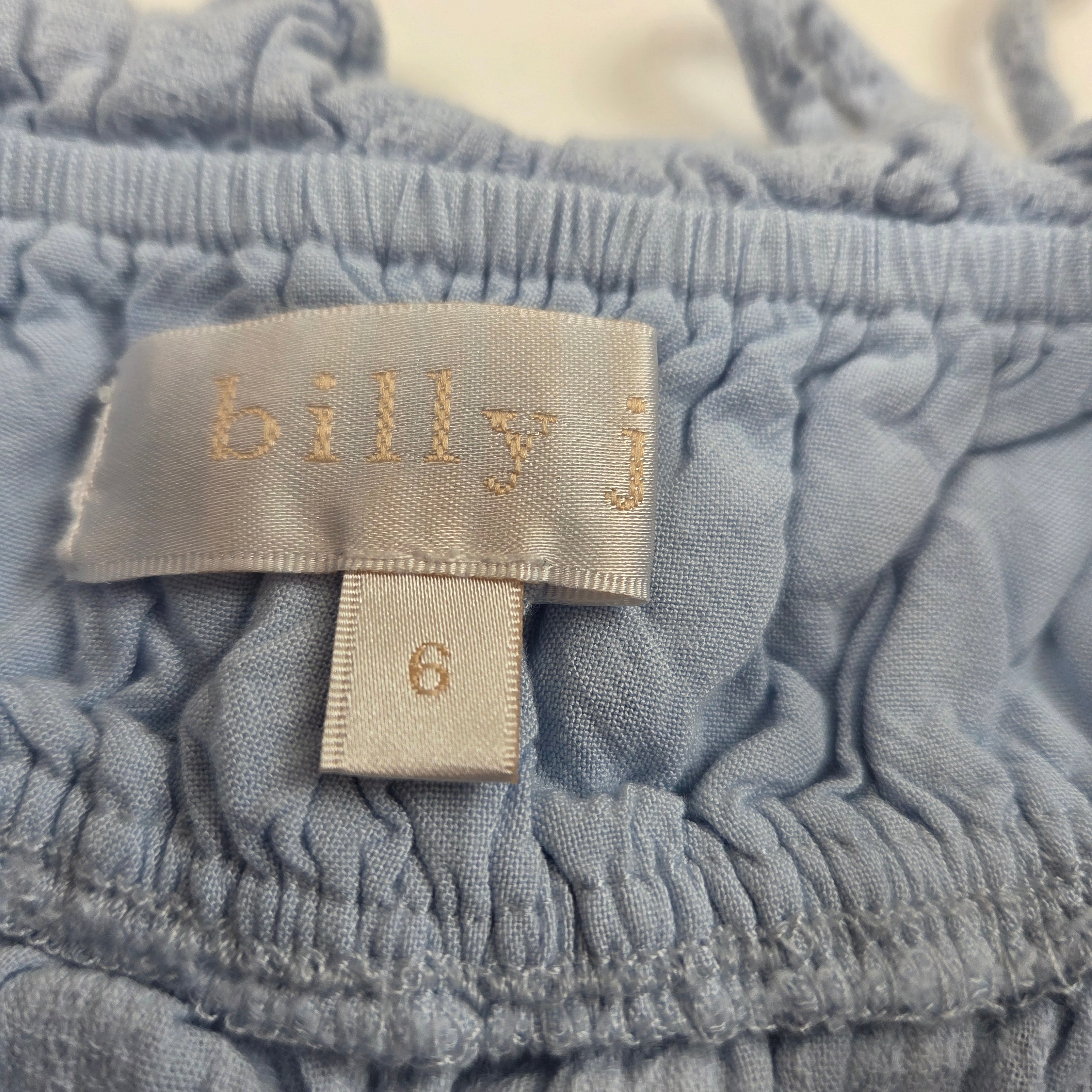 Billy J Baby Blue Crop Front Tie Top