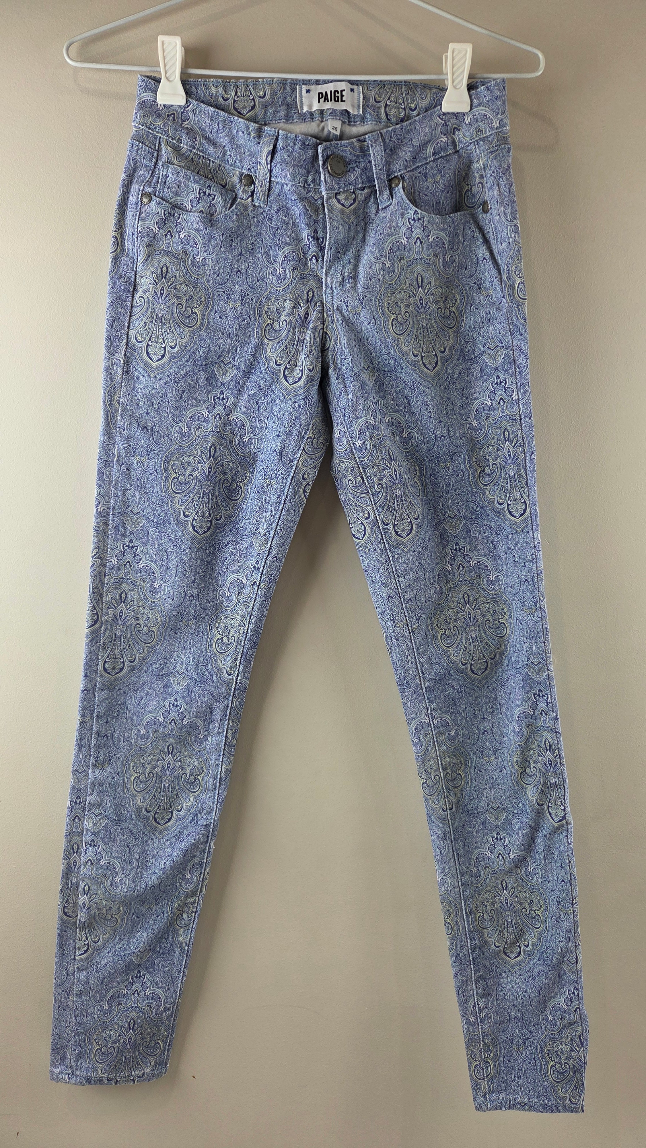 Paige Paisley Blue Verdugo Ultra Skinny Jeans