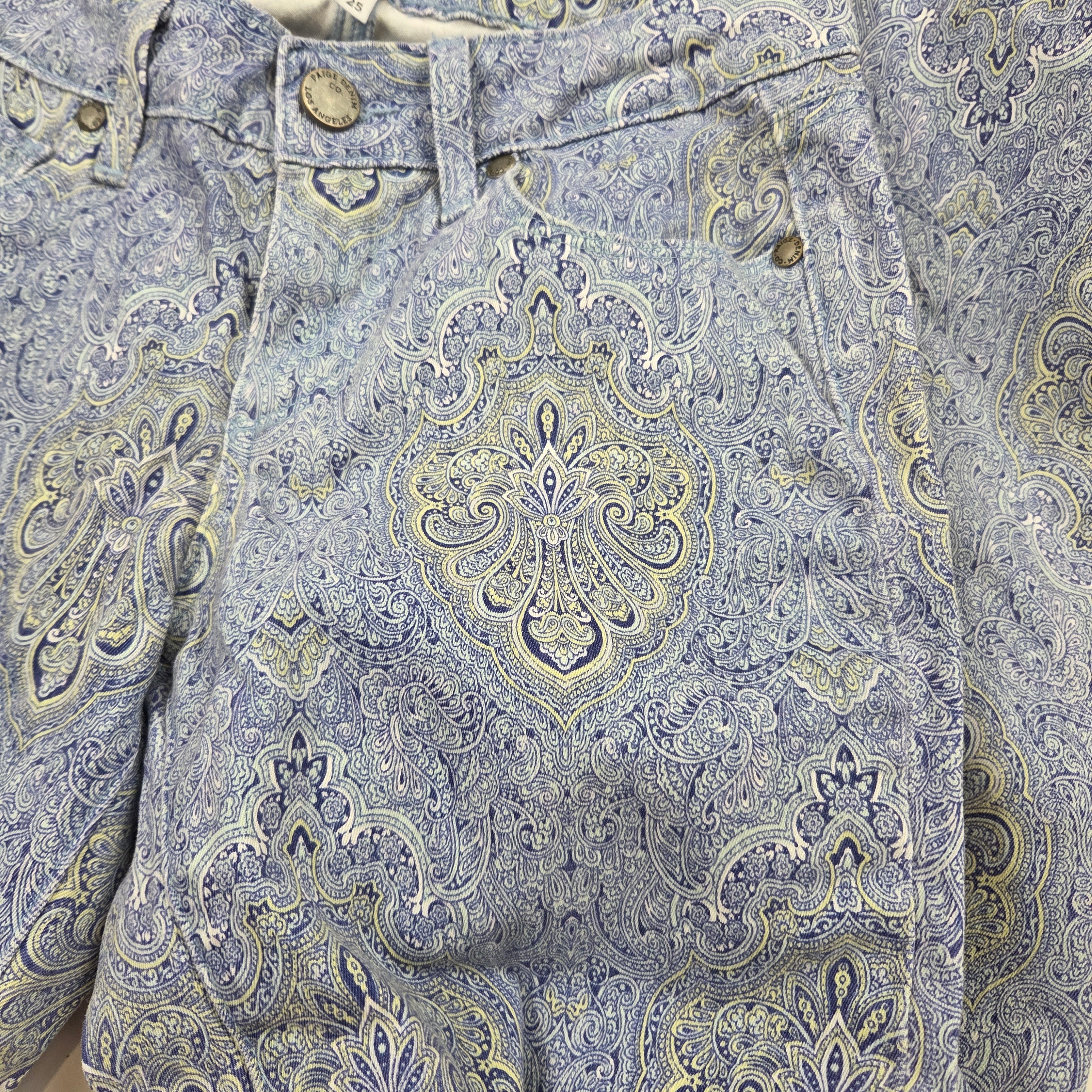 Paige Paisley Blue Verdugo Ultra Skinny Jeans