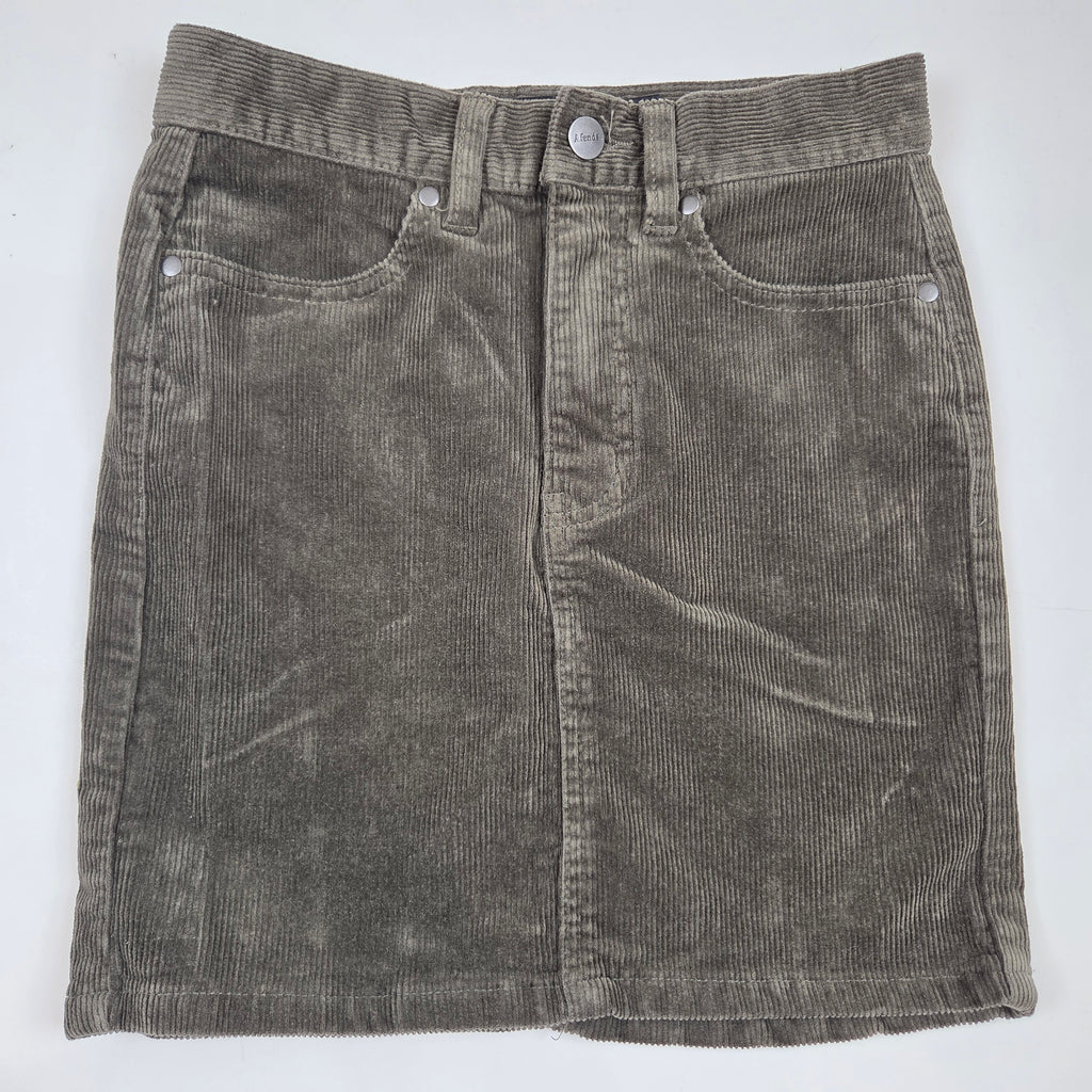 Afends Olive Green Corduroy Mini Skirt