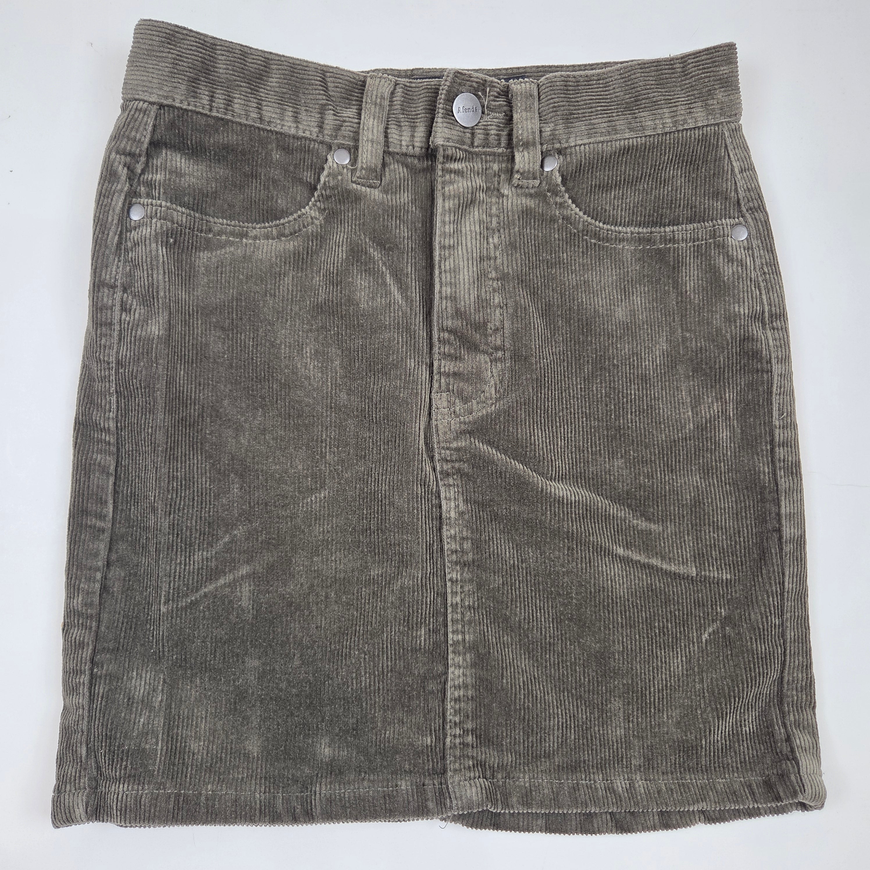 Afends Olive Green Corduroy Mini Skirt