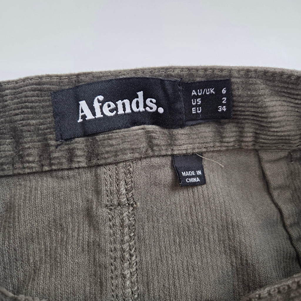 Afends Olive Green Corduroy Mini Skirt