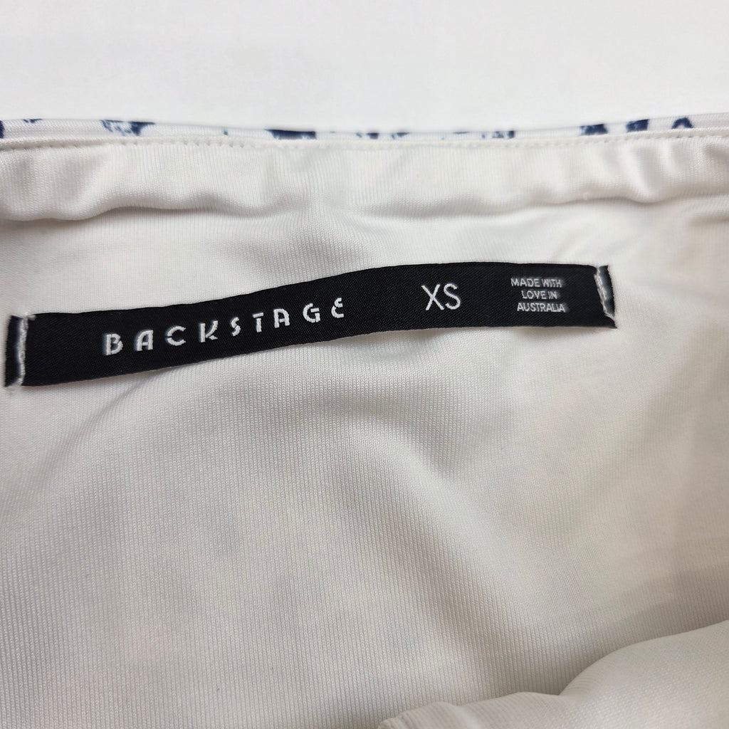 Backstage White & Blue Spotty Mid Length Skirt