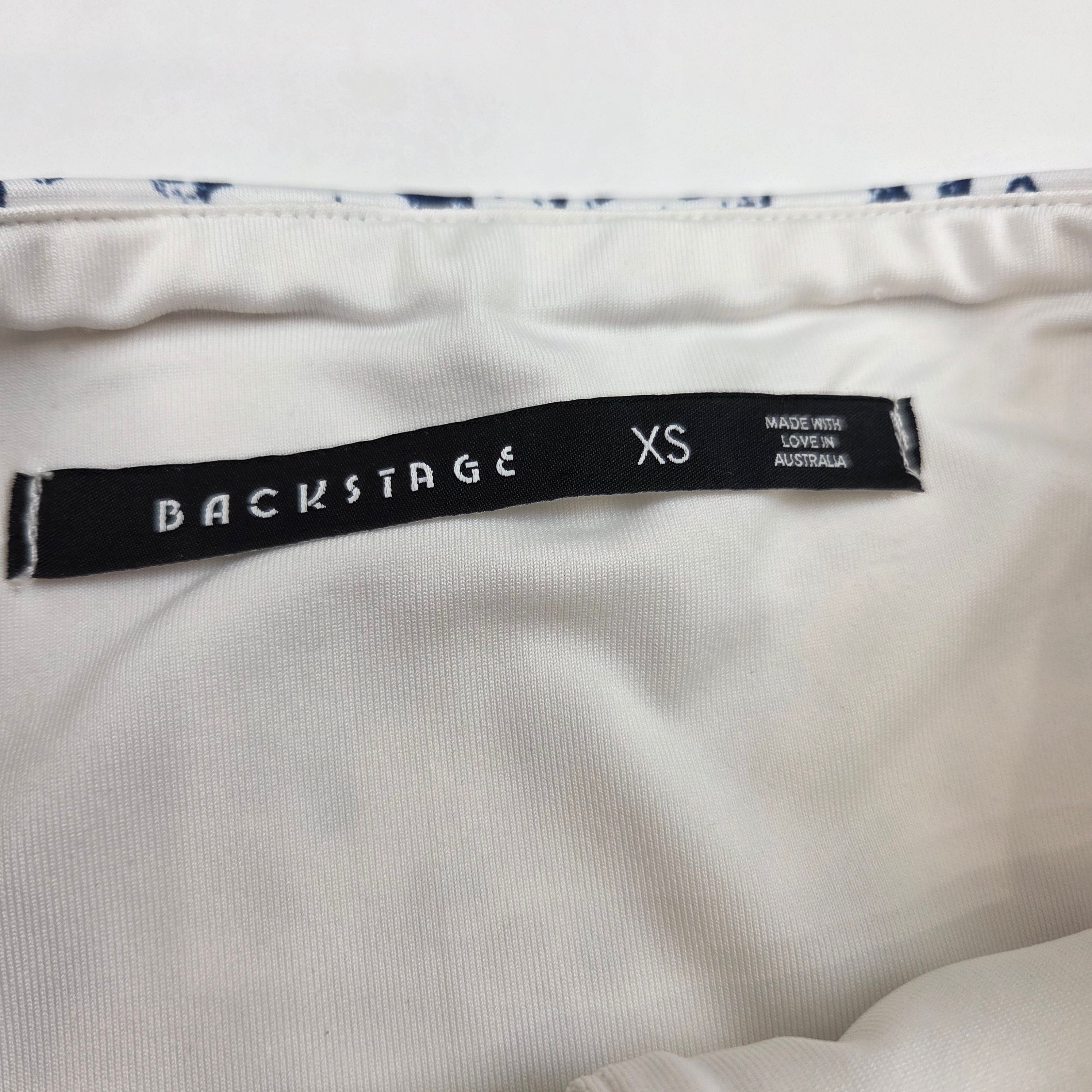 Backstage White & Blue Spotty Mid Length Skirt