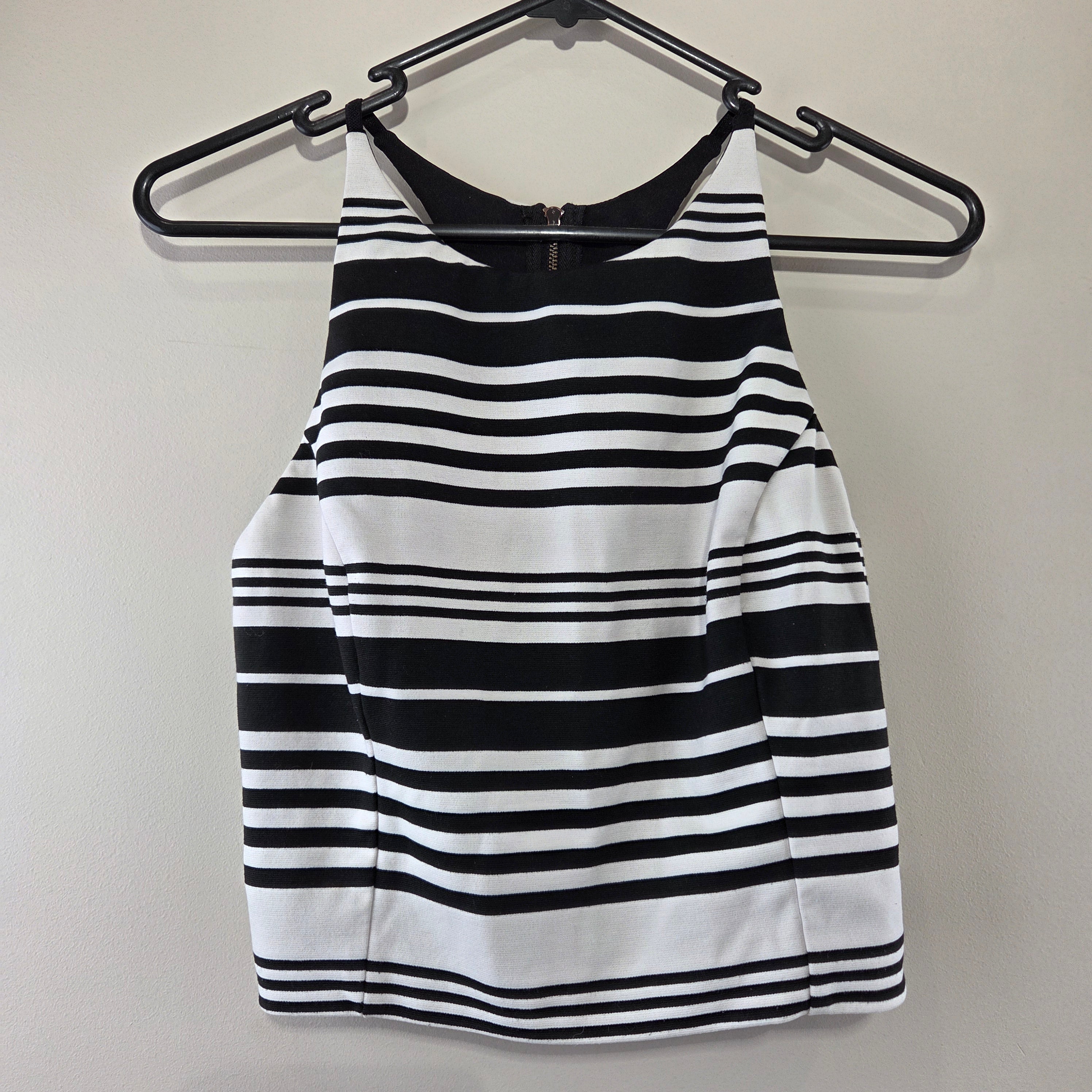 Backstage White & Black Racerback Striped Top