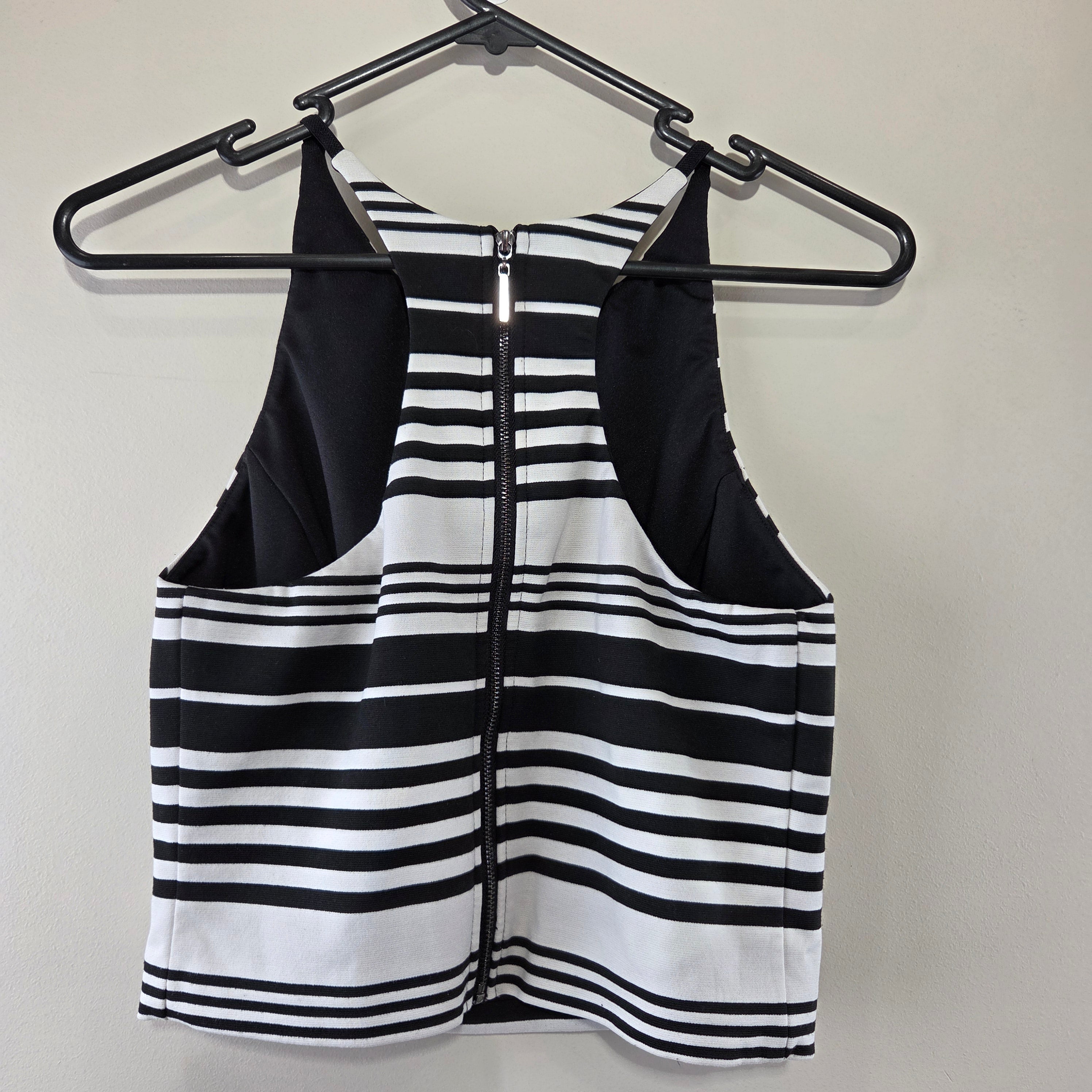 Backstage White & Black Racerback Striped Top