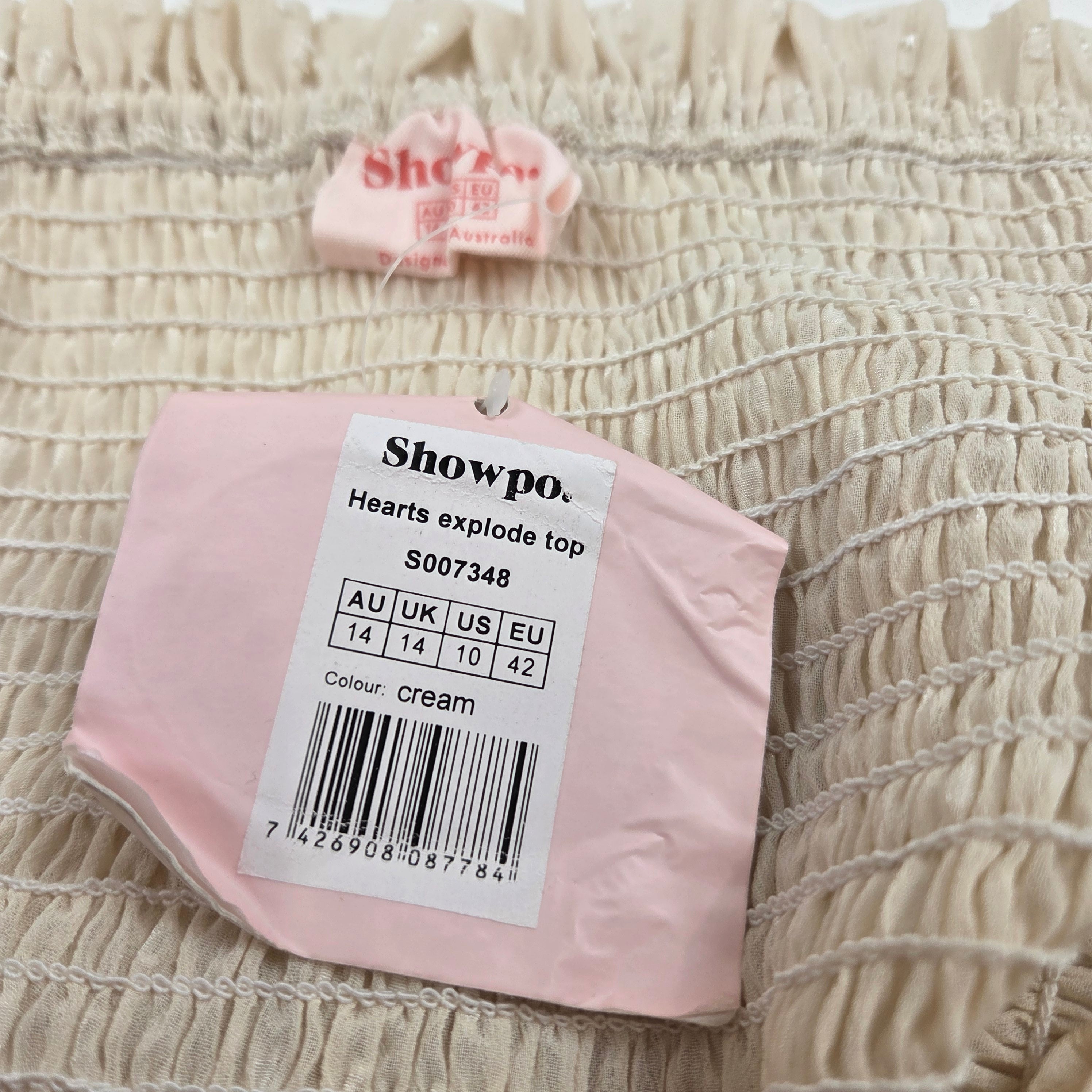 Showpo Cream Long Sleeve Crop Top (New)